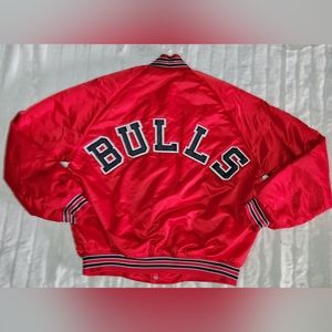 Chicago Bulls Vintage 80s Chalk Line Satin Bomber NBA Jacket Men Size Medium